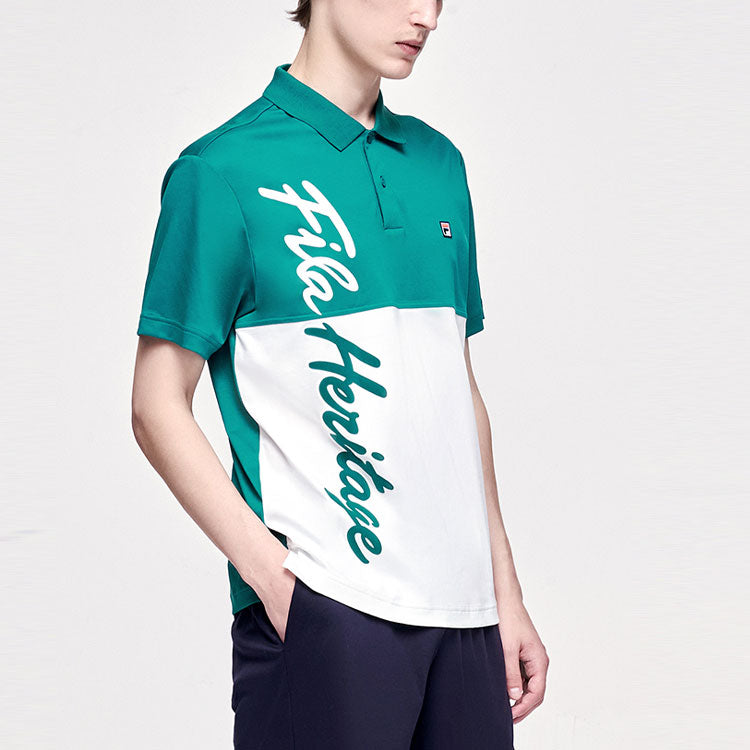 FILA Contrasting Colors Alphabet Printing Tennis Short Sleeve Polo Shirt Green A11M123153F-GN