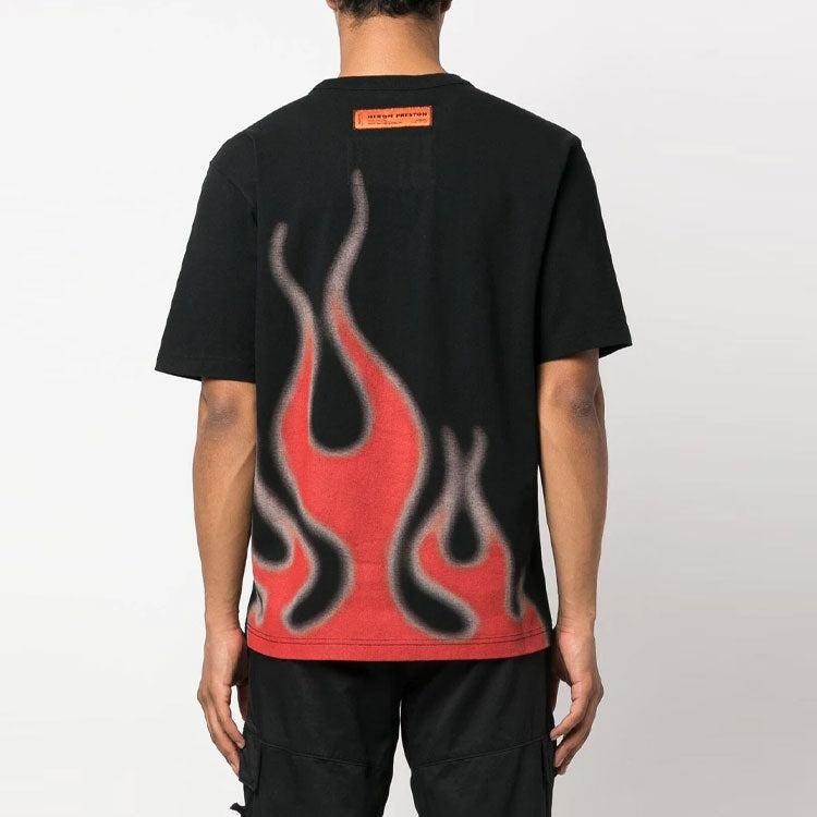 HERON PRESTON SS23 Heron Law Flames T-Shirt 'Black' HMAA032S23JER0071025