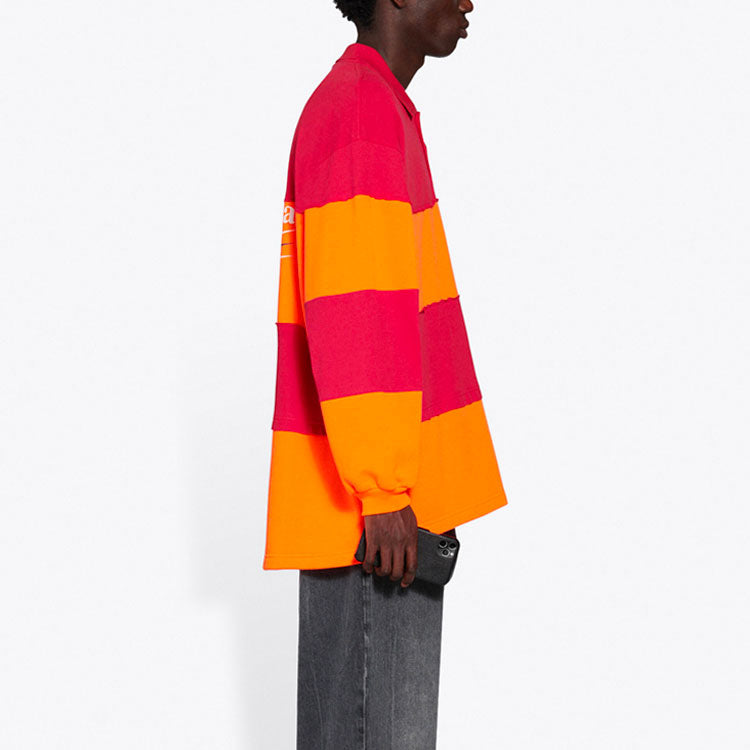 Balenciaga Long Sleeve Cut Up Polo 'Raspberry Fluo Orange' 657073TKVA56667