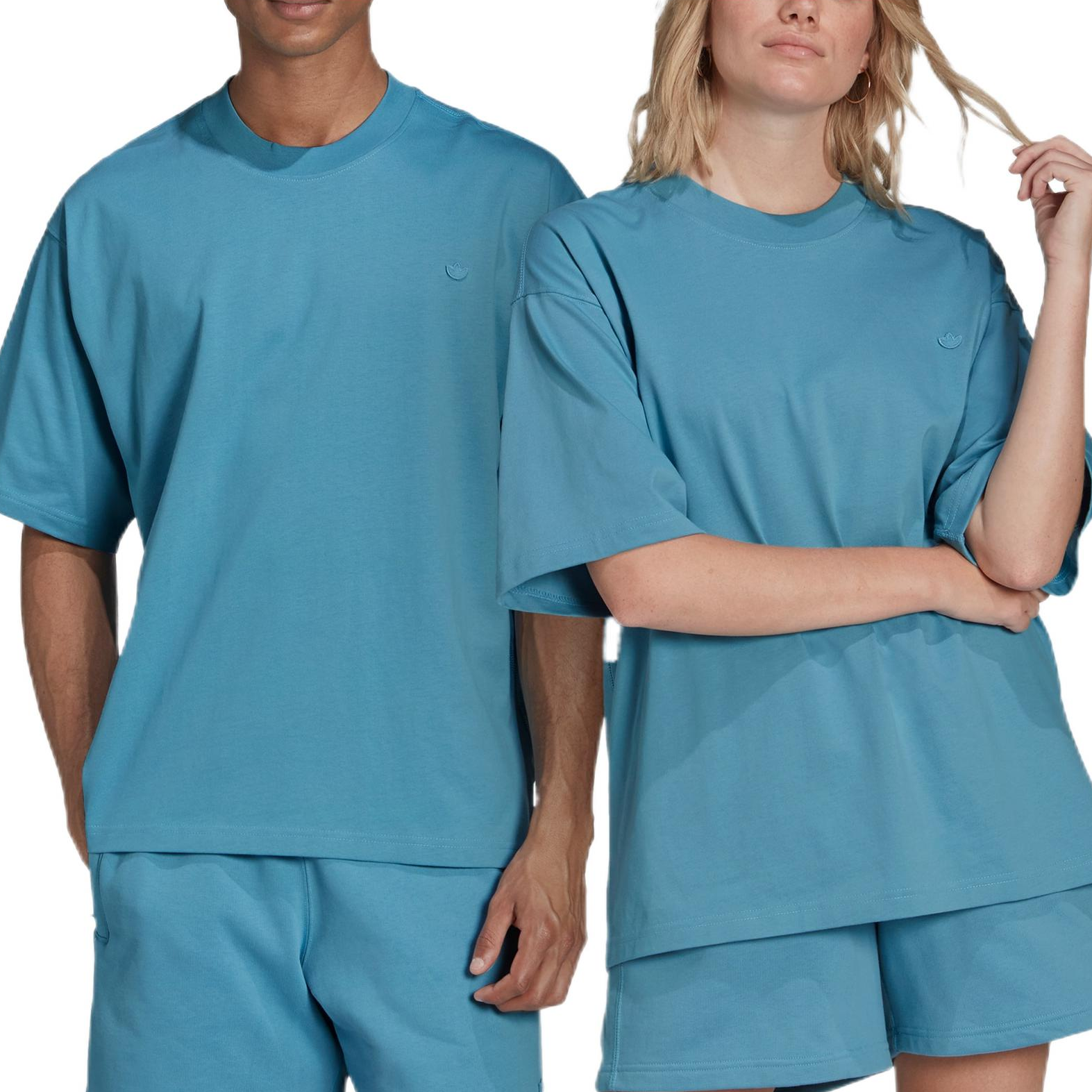 adidas originals Solid Color Athleisure Casual Sports Round Neck Short Sleeve Couple Style Light Blue HC8592