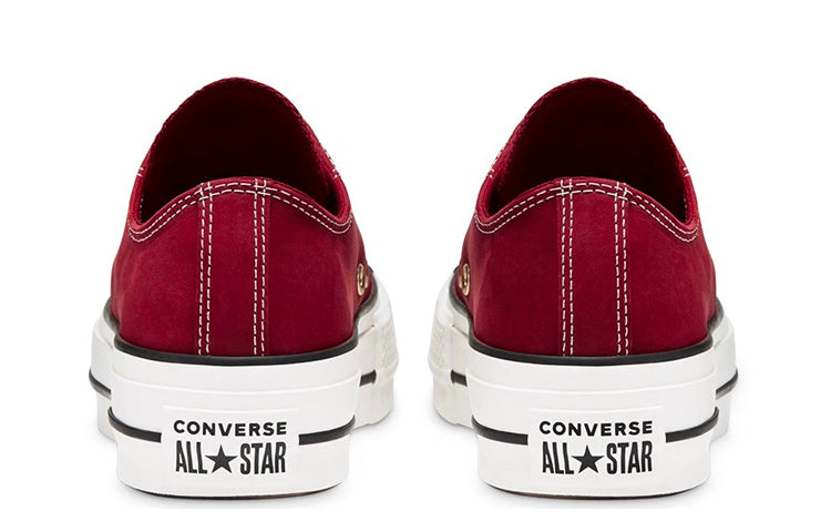 (WMNS) Converse Chuck Taylor All Star Platform Nubuck Low Top Thick Sole 'Red White' 565855C