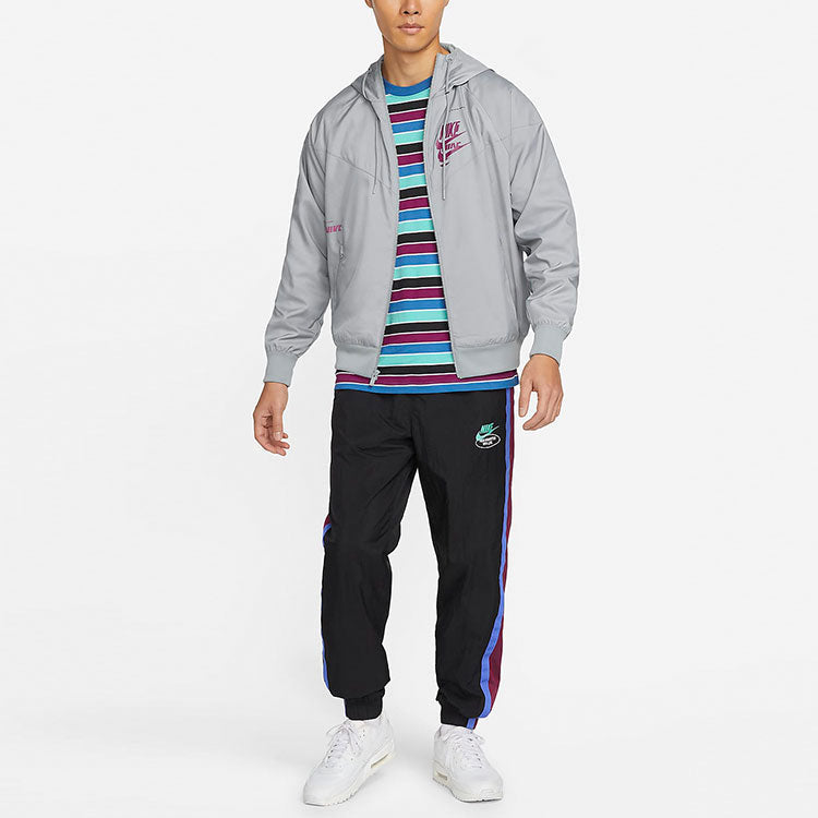 Nike Sportswear Sport Logo Printing Woven Breathable Hooded Jacket 'Grey' DM6868-073