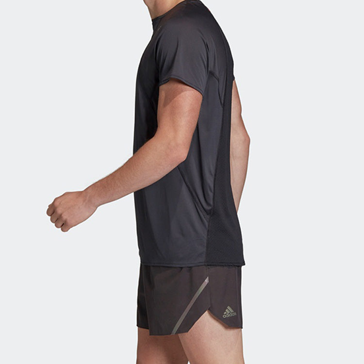 adidas Running Sports Solid Color Short Sleeve Black EK3052