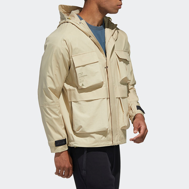 adidas TH WB JKT Multiple Pockets Sports hooded Windbreaker Jacket Brown GF4012