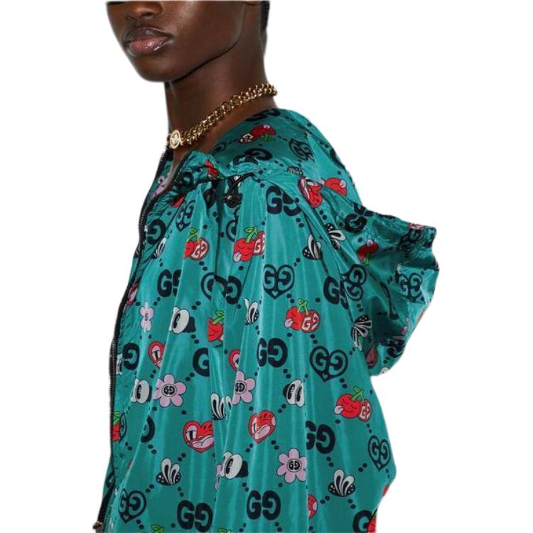 (WMNS) Gucci GG Symbols Print Hooded Jacket 'Bright Blue Multicolor' 781446-ZAQFA-4137