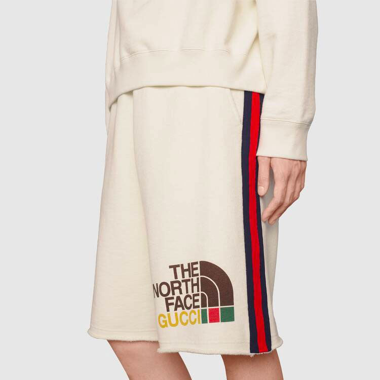 Men's Gucci x THE NORTH FACE Crossover Webbing Printing Cotton Shorts Ivory 651727-XJDIP-9756
