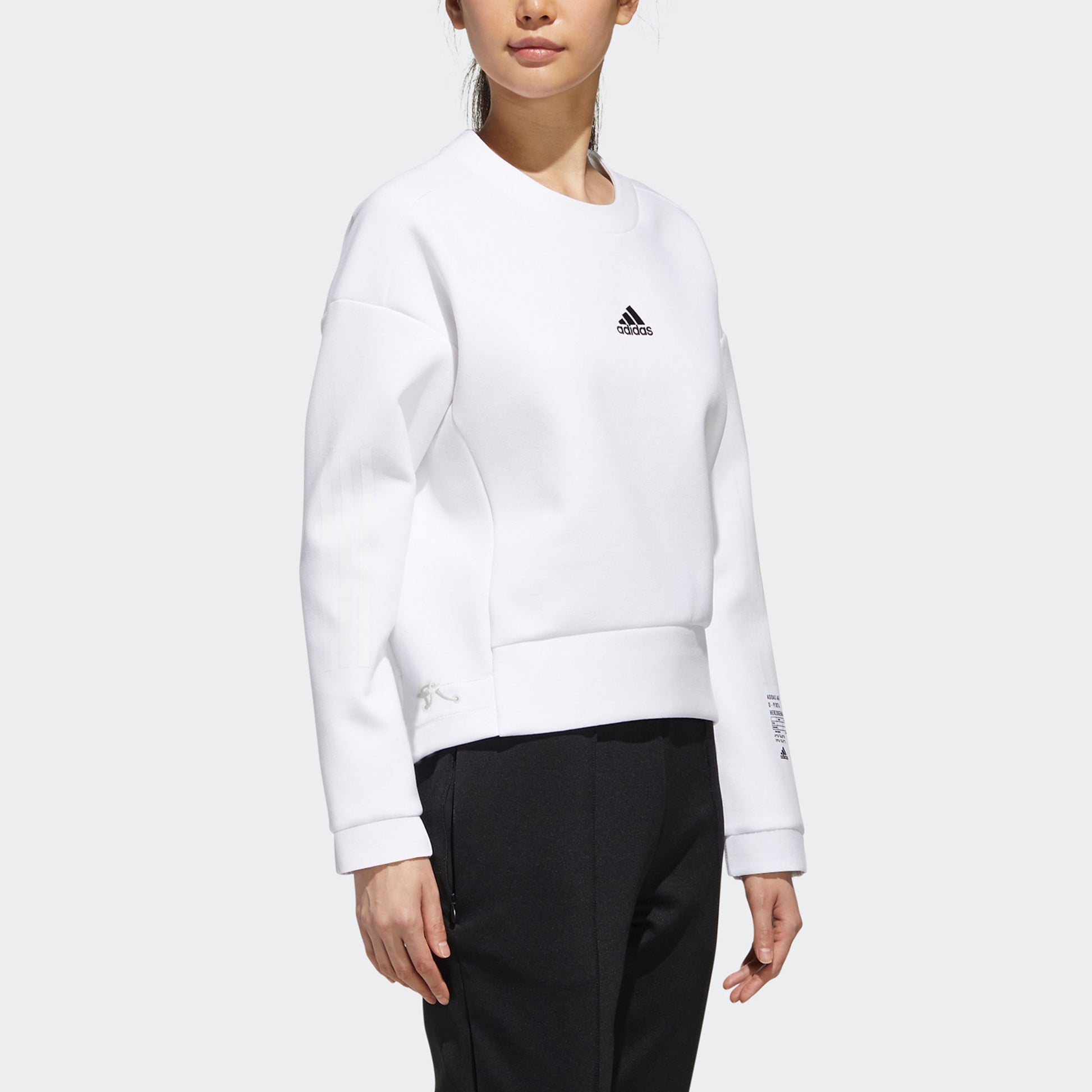 (WMNS) adidas Style Soft Swt Logo Printing Short Pullover Sports White Hoodie GM1458
