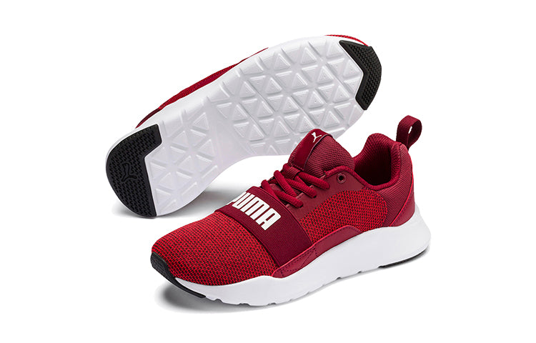 (GS) PUMA Wired Knit Low Top Running Shoes Red/White 367381-07