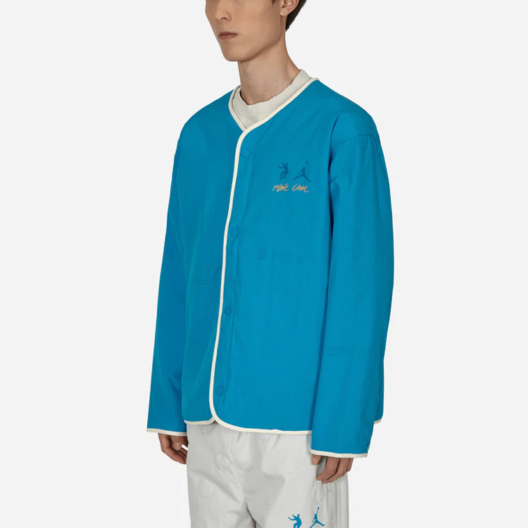 Men's Air Jordan x Union Crossover Solid Color Printing Logo reversible Long Sleeves Jacket US Edition Blue / Gray DJ9518-482