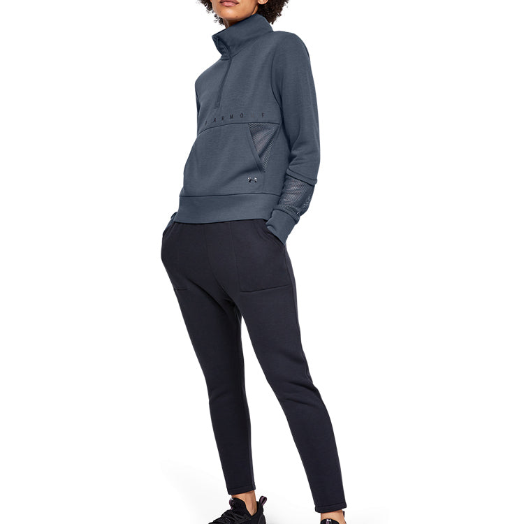(WMNS) Under Armour Splicing Pocket High Collar Gray 1348546-044