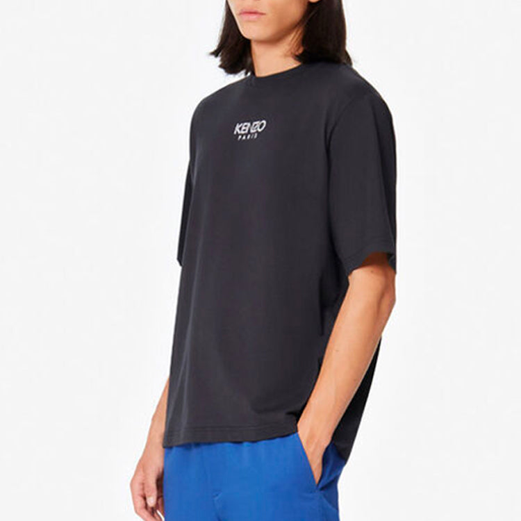 Men's KENZO SS20 Logo Embroidered Loose Version Round Neck Short Sleeve Black FA55TS5024AB-99