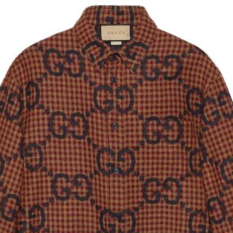 Gucci Maxi GG Gingham Wool Shirt 'Red Blue' 756842-ZAOBM-6253