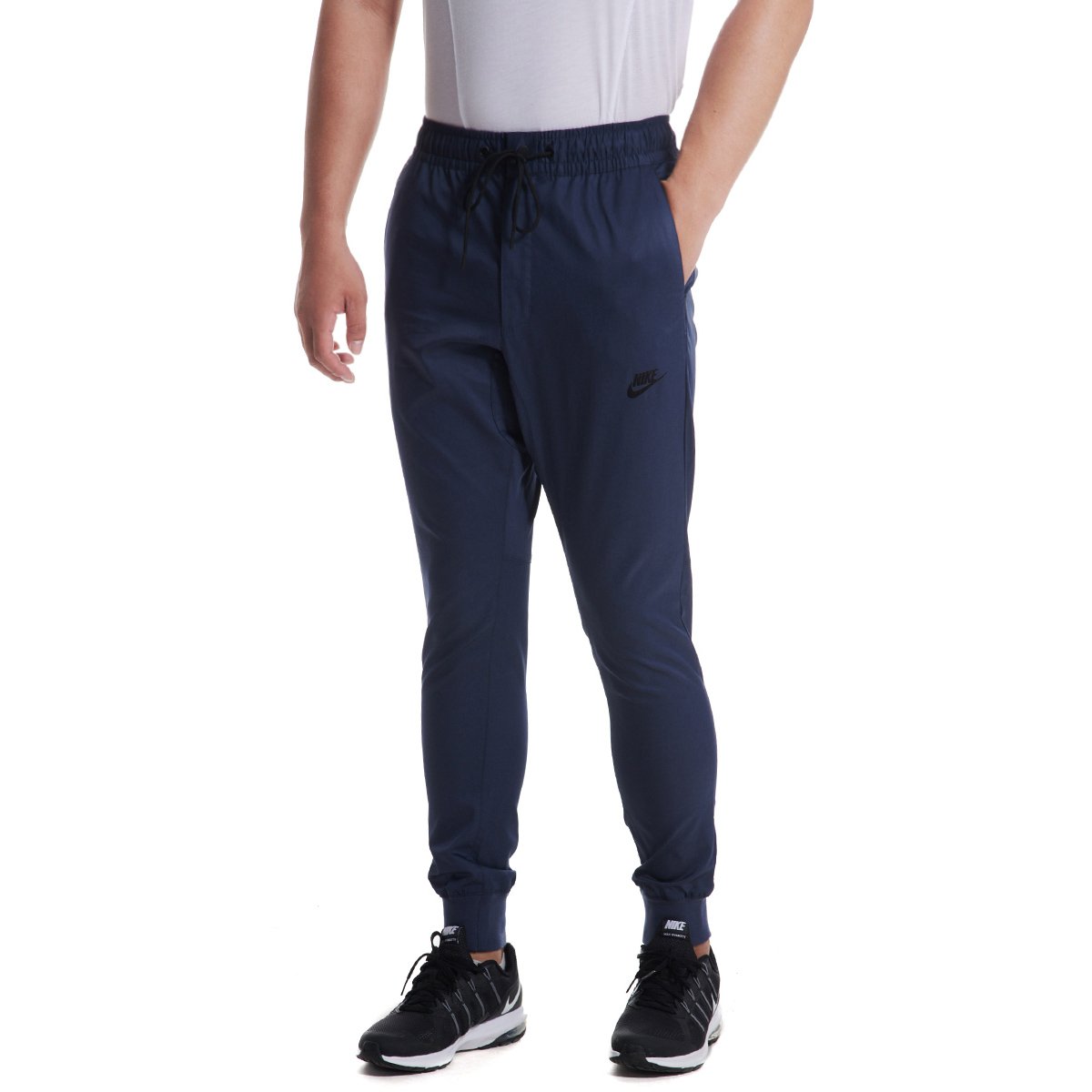 Nike Lacing Solid Color Bundle Feet Sports Long Pants Navy Blue 805099-471