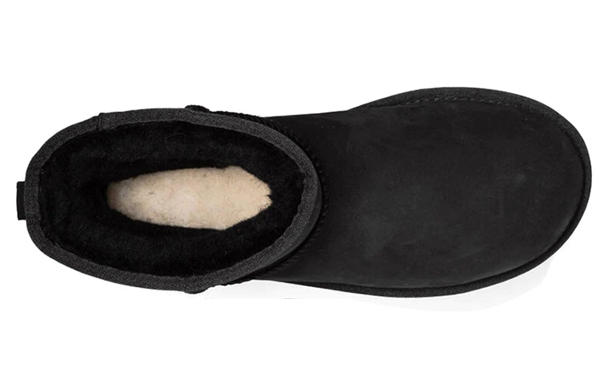 (WMNS) UGG Classic Mini Leather Snow Boots Black 1016558-BLK