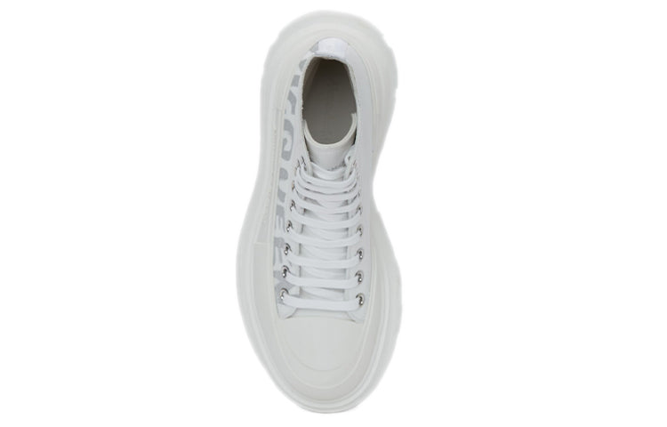 (WMNS) Alexander McQueen Tread Slick Graffiti Logo Boots 'White Grey' 676718W4RQ29071