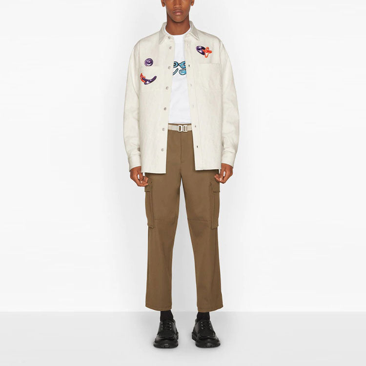 Men's DIOR x KENNY SCHARF Crossover FW21 Knit Material Short Sleeve White 193J649A0677-C085