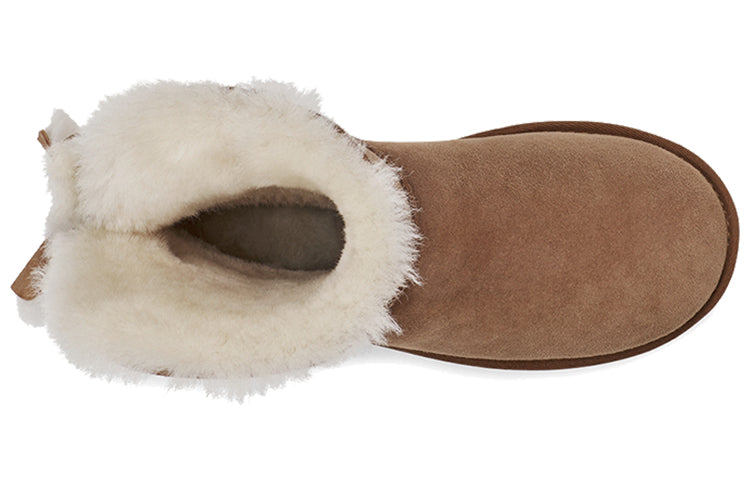 (WMNS) UGG Classic Short Cuffed Bow Fleece Lined Brown 1112501-CHE