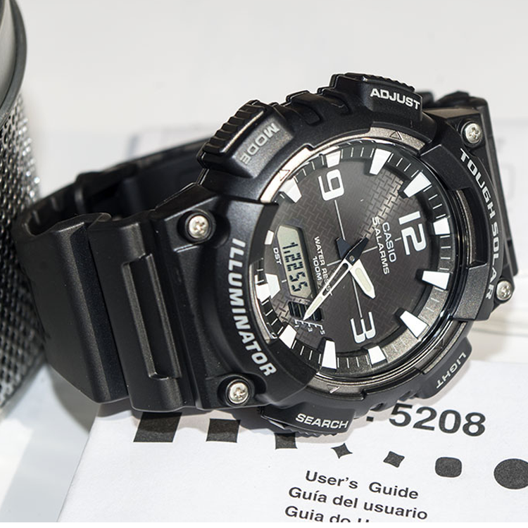 CASIO Sports Solar Powered Mens Black Analog/Digital Combo AQ-S810W-1A