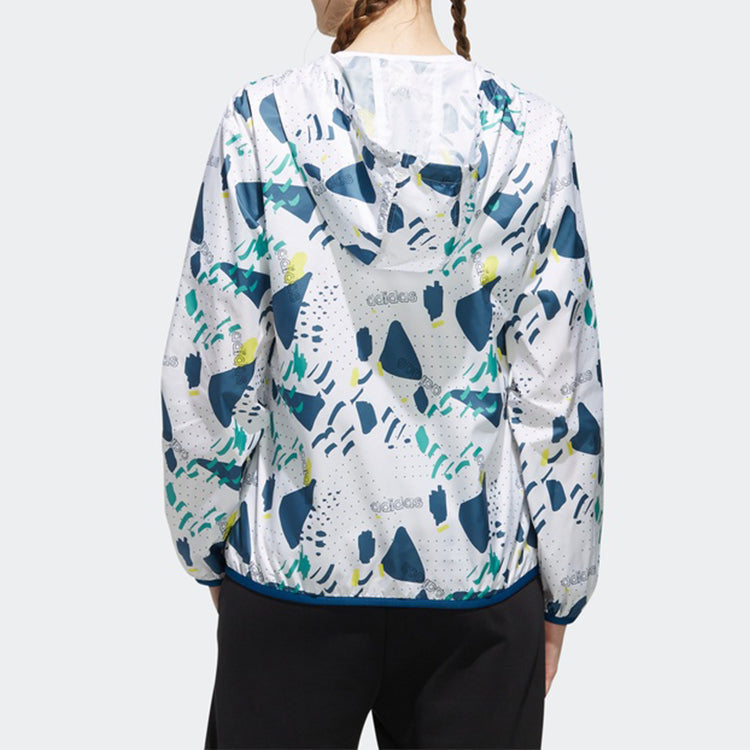 (WMNS) adidas neo Printing Hooded Jacket White DW7778