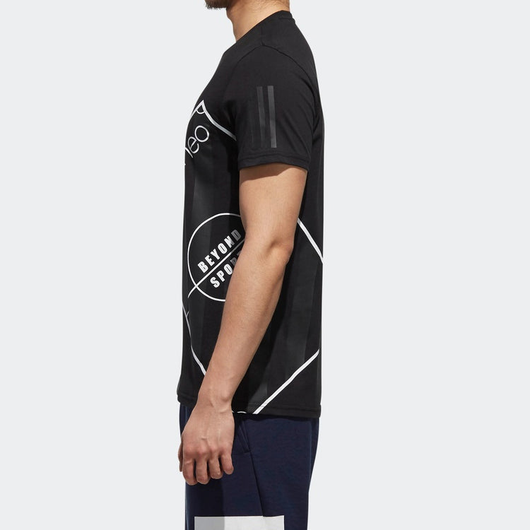 adidas neo Basketball Printing Round Neck Pullover Short Sleeve Black DM2179