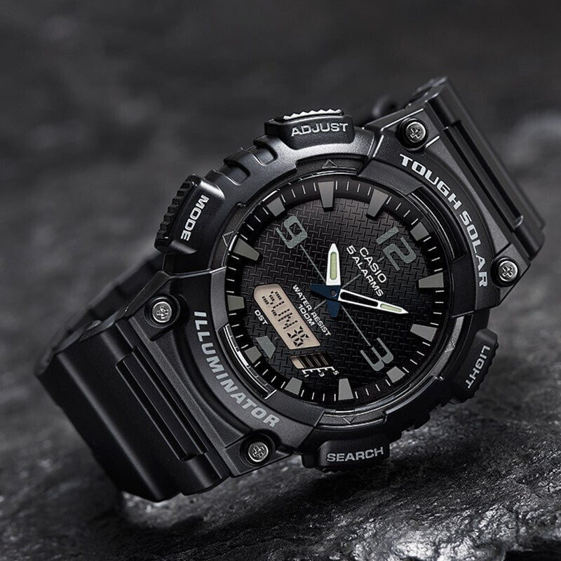 CASIO Waterproof Sports Solar Powered Mens Black Analog/Digital Combo AQ-S810W-1A2