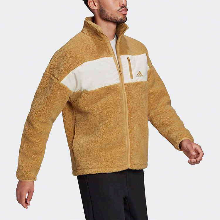 adidas logo Casual Splicing Stand Collar Sports Jacket Couple Style Yellow HI1185