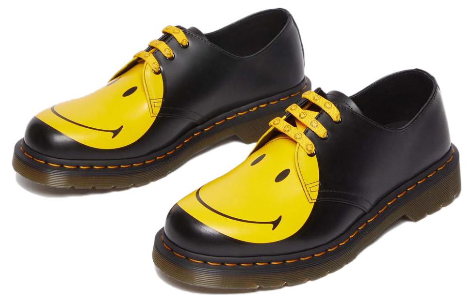 (WMNS) Dr.Martens 1461 Smiley Smooth Leather Oxford Shoes 'Black Yellow' 31390005