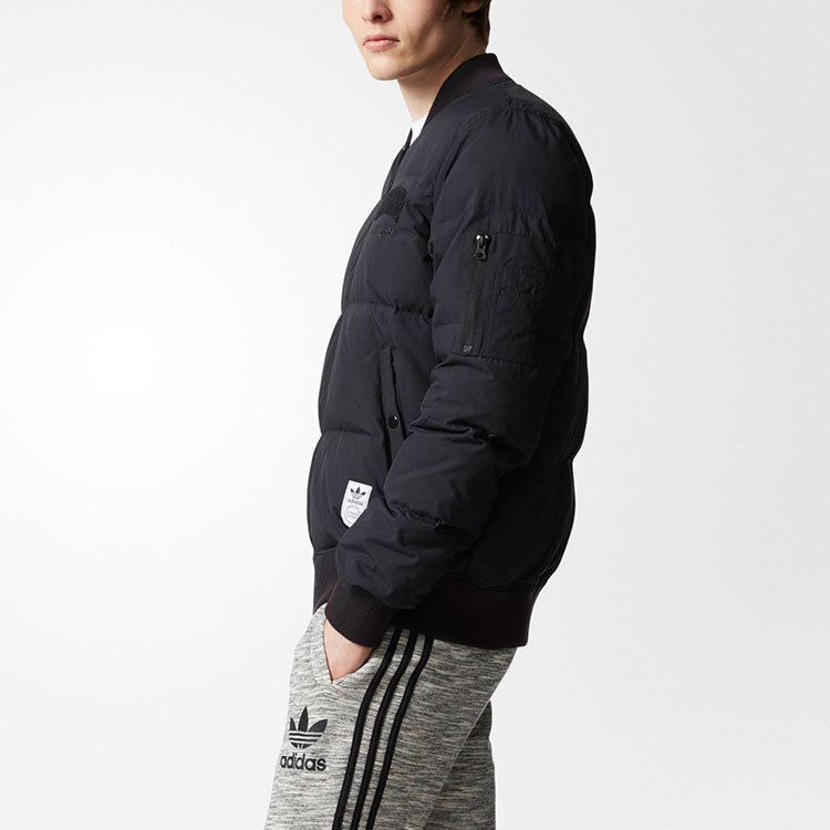 adidas originals Seoul Flight Do Solid Color Stay Warm Baseball Collar Down Jacket Black CD1719
