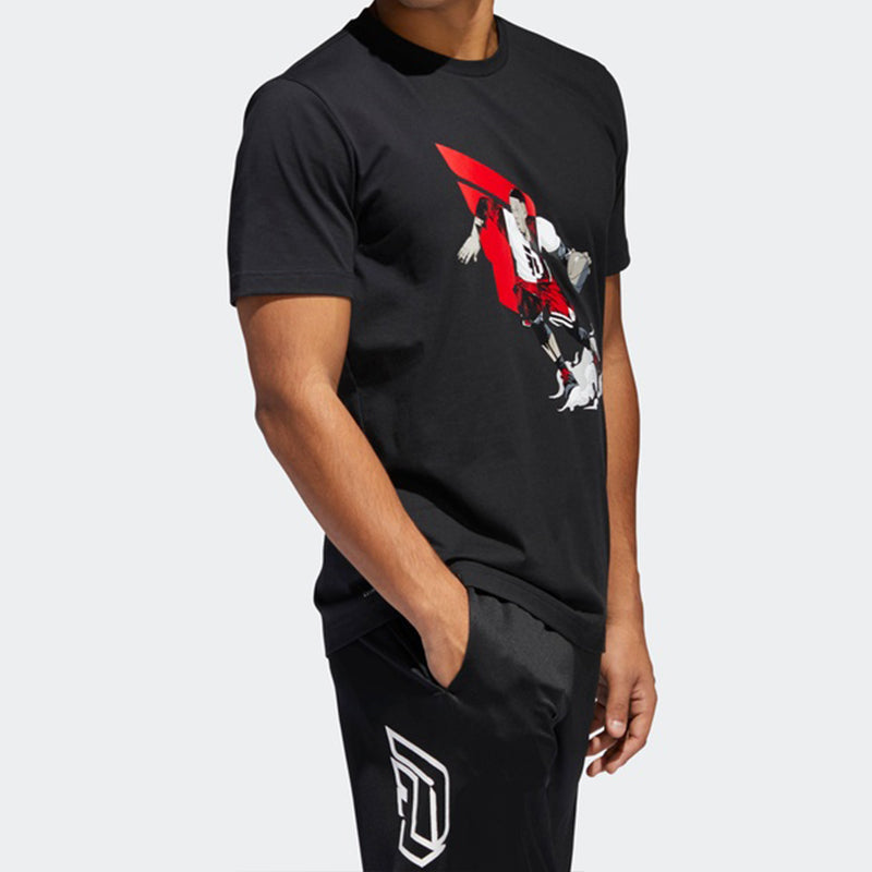 adidas Dame Geek Up Lillard Basketball Sports Short Sleeve Black DU6294