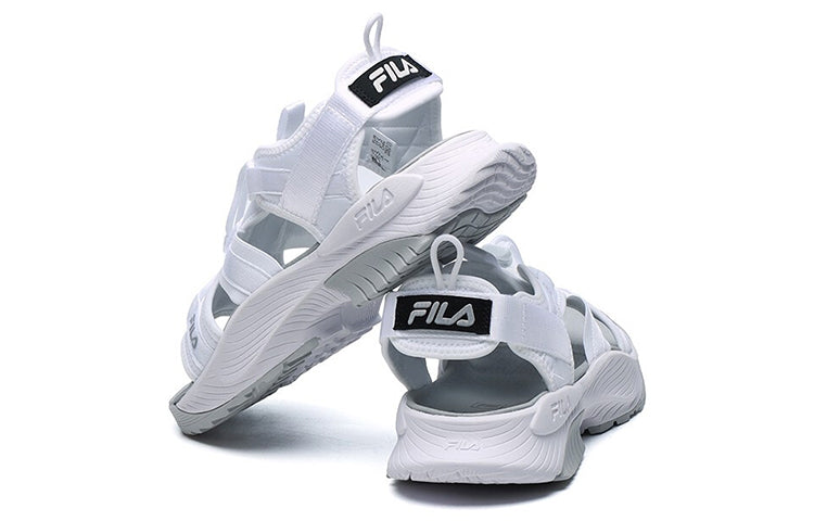 (WMNS) FILA Athletics Velcro Outdoor Open Toe Flat Heel Fashion Sports FILA White Sandals A12W122607FFW