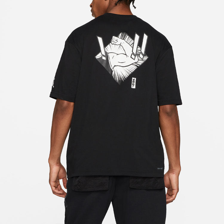 Men's Jordan Dri-FIT Zion Basketball Sports Printing Knit Round Neck Short Sleeve Black T-Shirt DH0593-010
