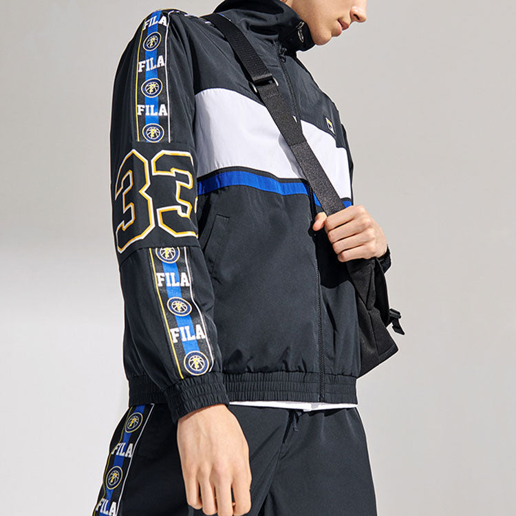 Men's FILA FUSION Loose Printing Long Sleeves Jacket Black T11M115709F-BK