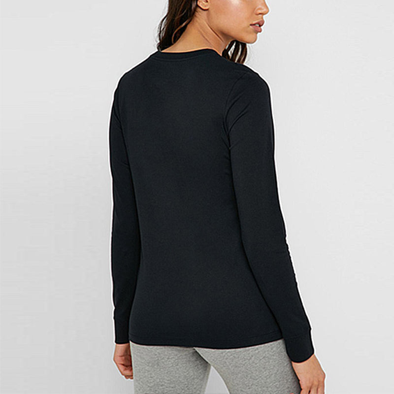 (WMNS) Nike Nsw Tee Essntl Ls Icon Ftr Casual Breathable Alphabet Sports Long Sleeves Black T-Shirt BV6171-010