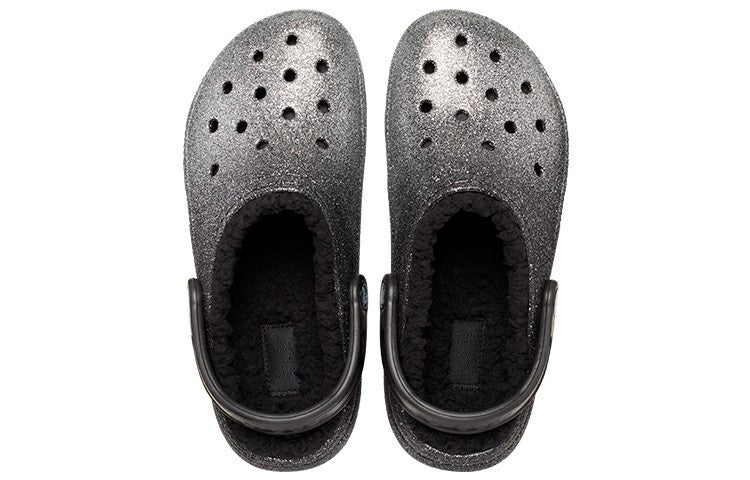 Crocs Classic Glitter Lined Clogs 'Black Silver' 205842-067