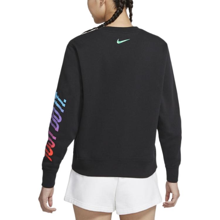(WMNS) Nike Sportswear Logo Fleece Crew Sweatshirt 'Black Multi' DC3941-010