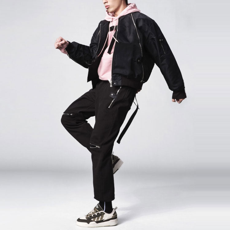 adidas originals Zipper Jkt Solid Color Sports Jacket Black HL6492