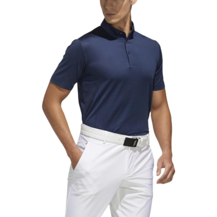 adidas Solid Color Casual Short Sleeve Polo Shirt Blue FJ3794