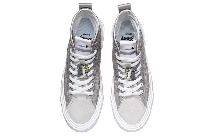 (WMNS) Li-Ning x Disney Canvas Hi Shoes 'Snow Grey White' AGCR180-1