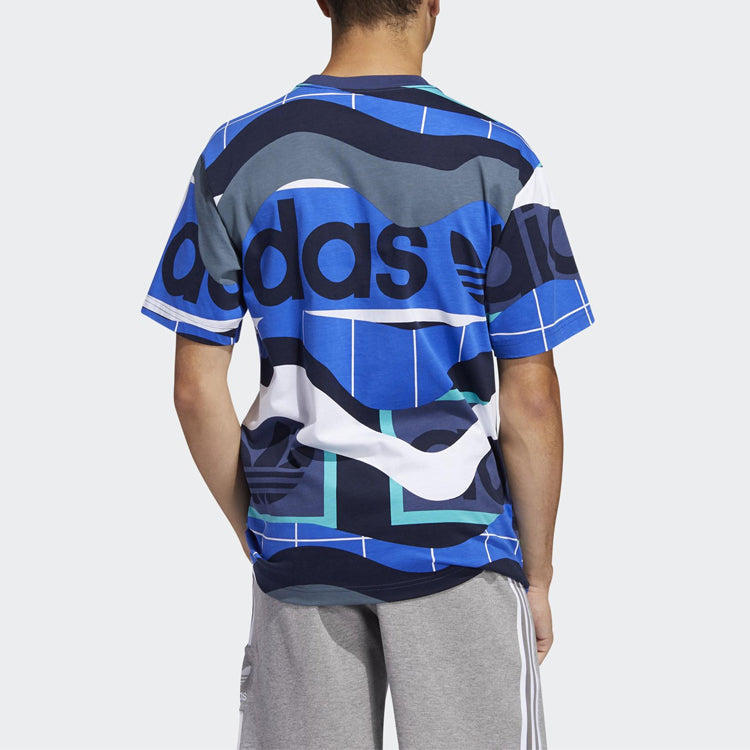 adidas originals Version Printing Round Neck Short Sleeve Blue FM1554