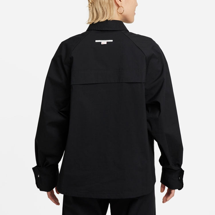 (WMNS) Nike Sportswear Icn Clsh Wvn Ls Top Long Sleeved Shirt Black DD5051-010