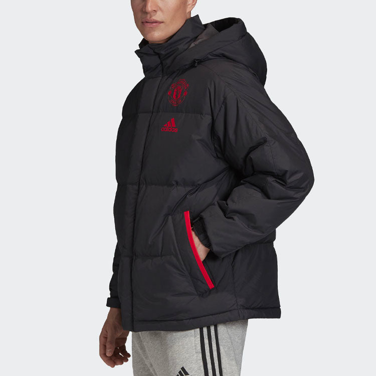 adidas Mufc Ssp Dwjkt Manchester United Soccer/Football Sports hooded down Jacket Black FP8435