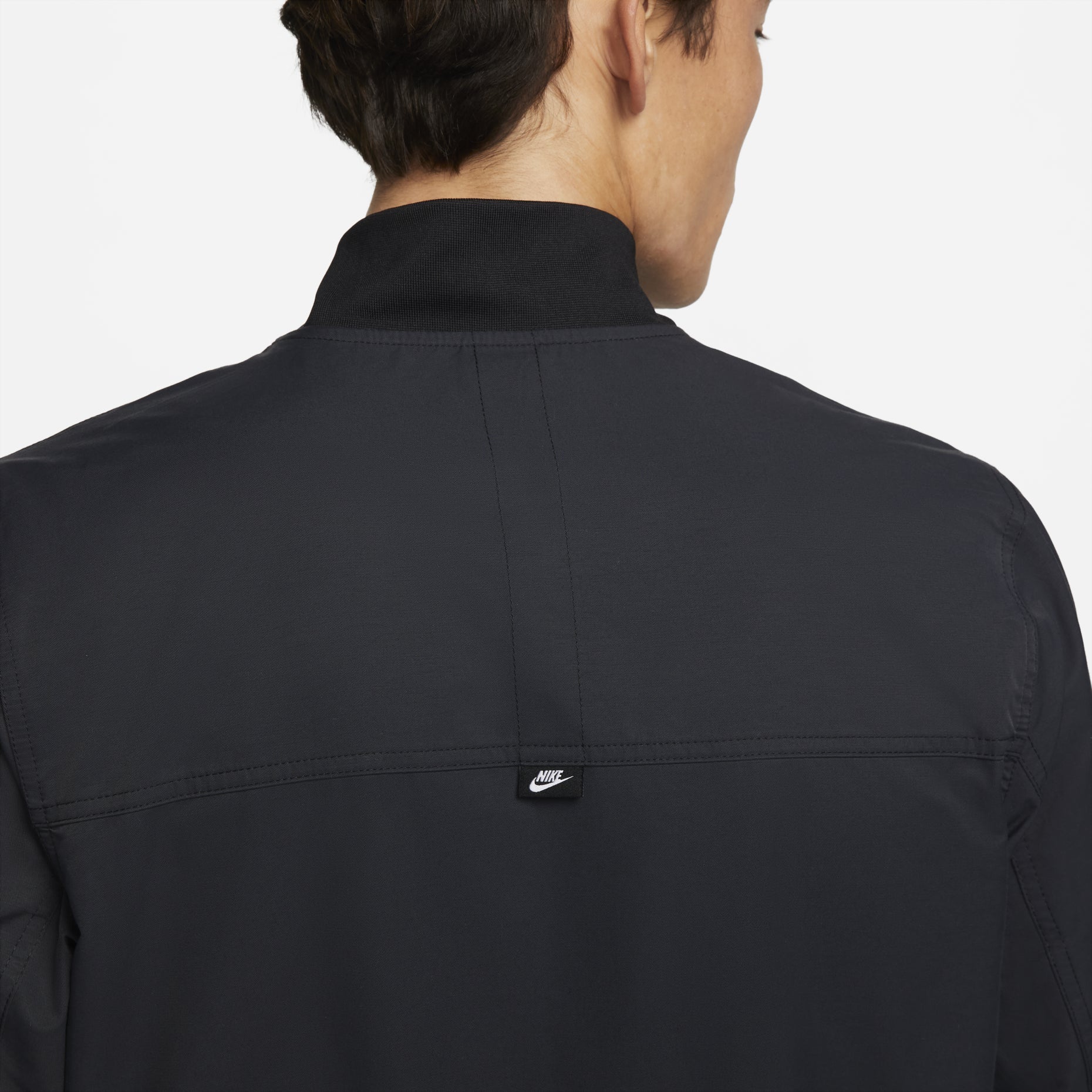 Men's Nike Solid Color Logo Stand Collar Long Sleeves Jacket Black DM6822-010