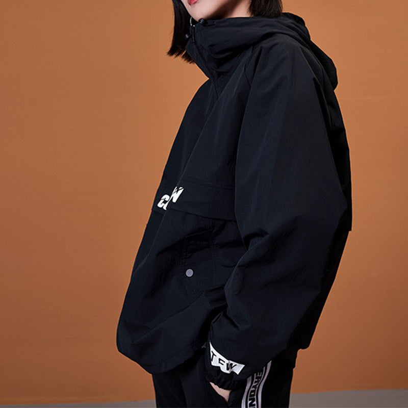 Li-Ning CF Series Alphabet Pattern Hooded Jacket Couple Style Black AFDP326-2