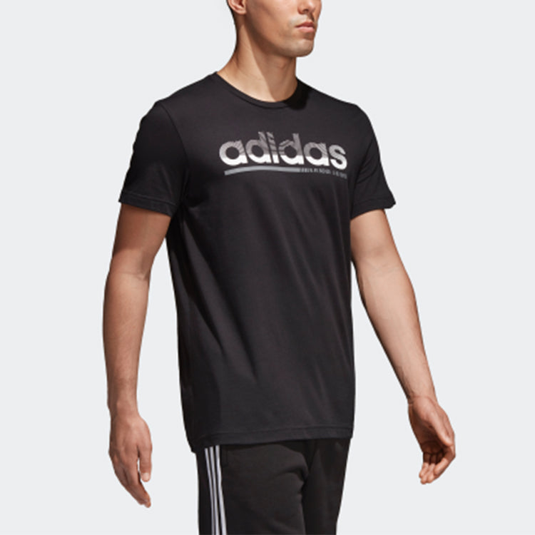 adidas Fading Linear Sports Logo Printing Round Neck Short Sleeve Black CV4502