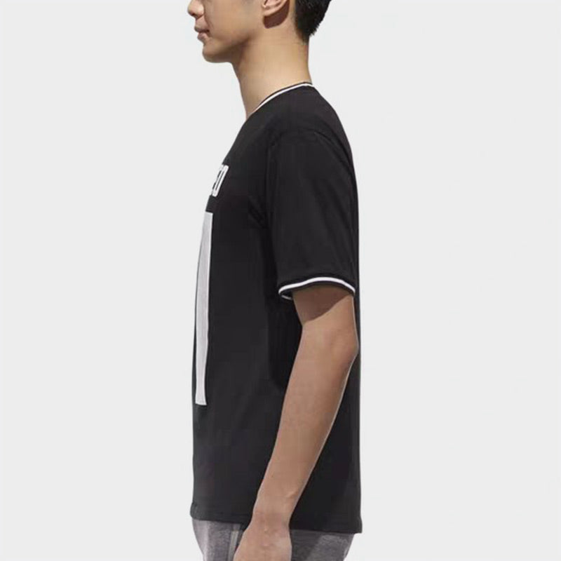 adidas neo M Cs 3s T-shrt Casual Sports Round Neck Short Sleeve Black CV6874