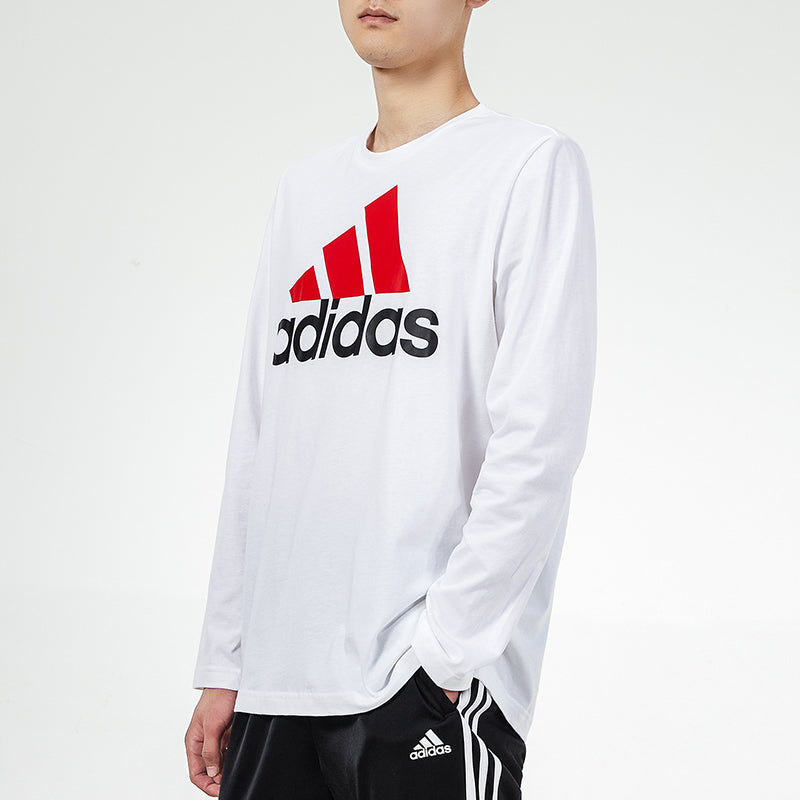 adidas M Bl Sj Ls T Logo Printing Sports Round Neck Long Sleeves White H31117