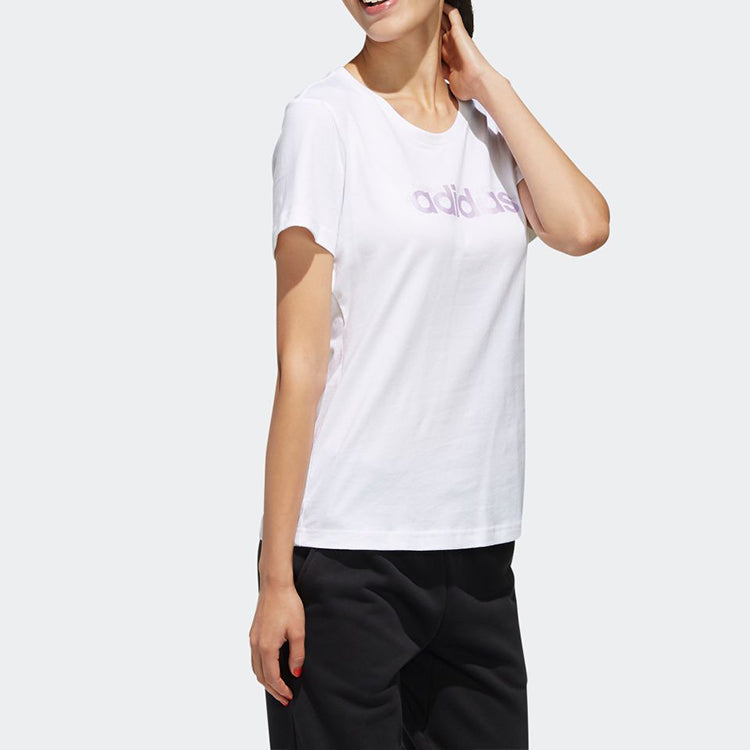 (WMNS) adidas Alphabet Logo Printing Training Sports Short Sleeve White FM6153