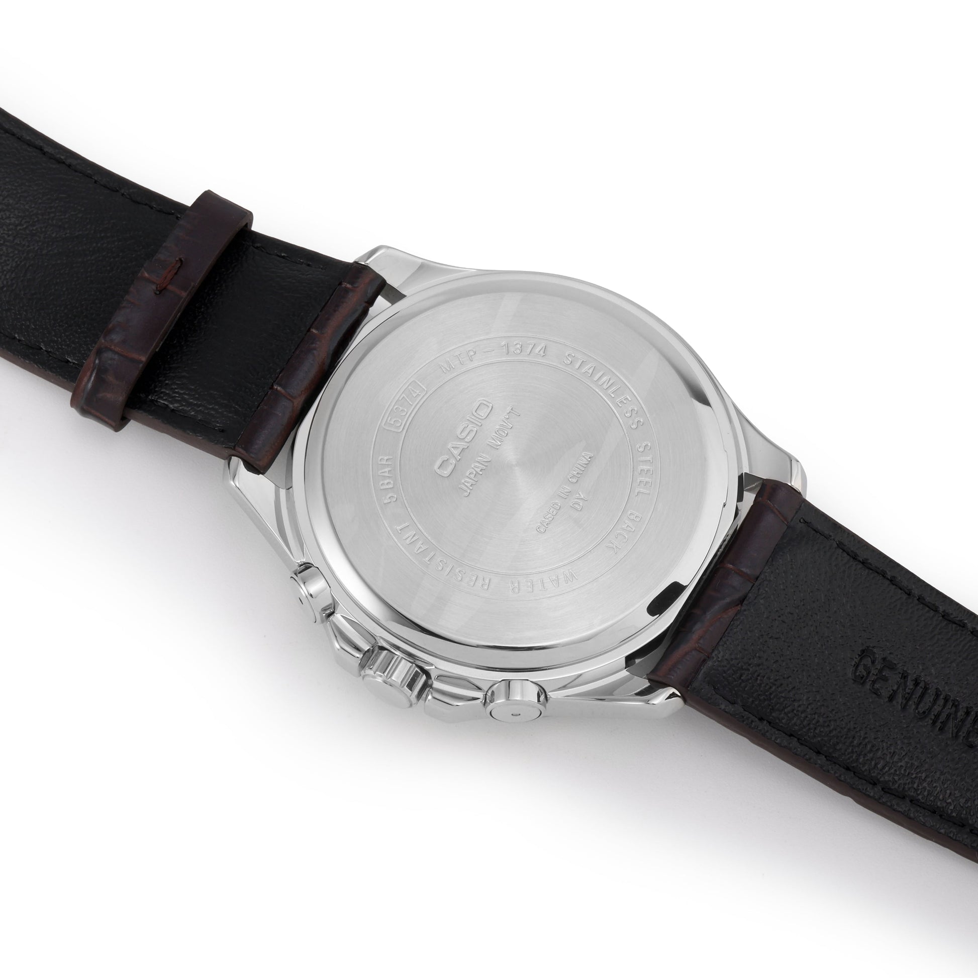 CASIO Leather Band Waterproof Men Mens White Analog MTP-1374L-7A