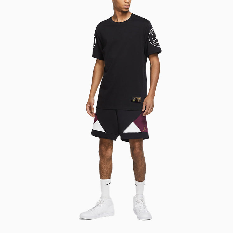 Air Jordan Paris Saint-Germain Printing Logo Short Sleeve Black CK9780-010