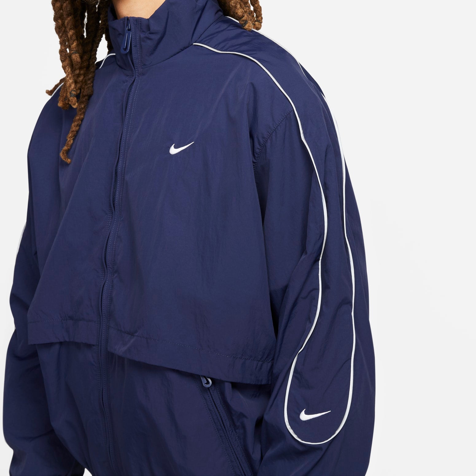 Nike Sportswear Solo Swoosh Woven Track Jackets 'Navy' FB8622-410